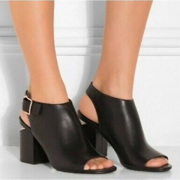 EUC Alexander Wang Nadia Black Leather Rose Gold Heel Booties size 36 US 6